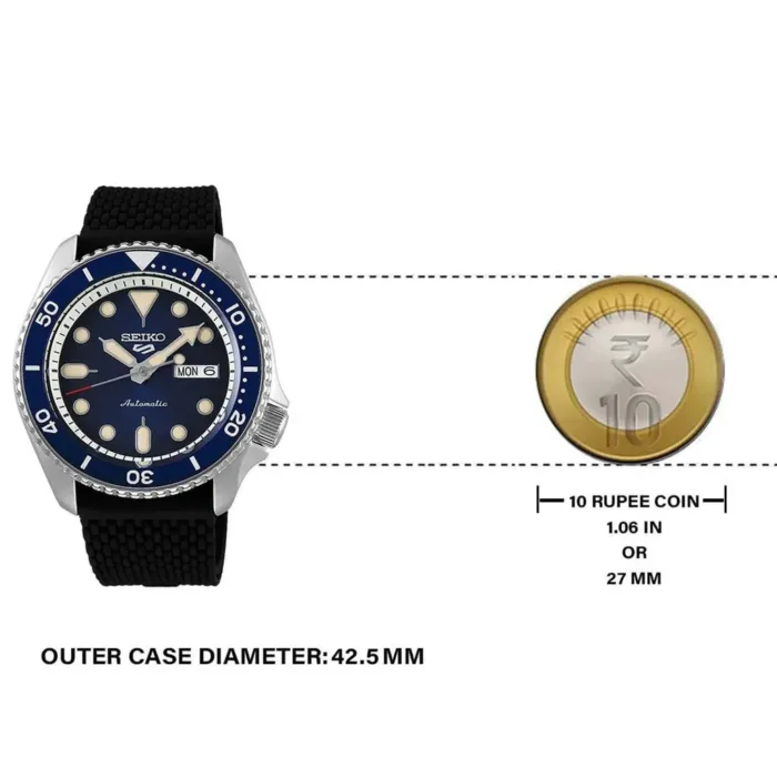 Seiko 5 Sports SKX Automatic Blue Dial Blue Silicone Strap Watch for Men - SRPD71K2 - Image 6